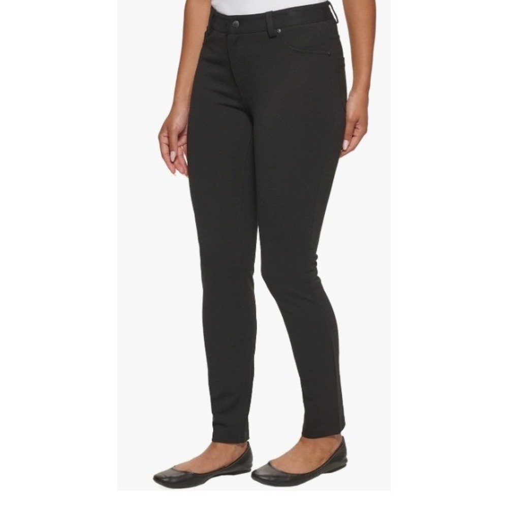 DKNY Black Skinny Pants Women Size Medium Mid Rise Ponte Work Trousers‎